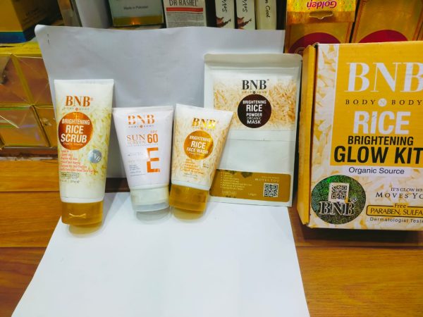 BNB - Rice Whitening And Glowing Facial Kit Sun Screen +face Wash+ Scrub+ Mask &amp 4 In 1