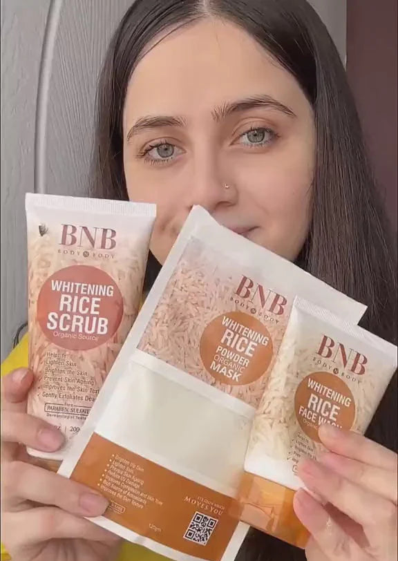 BNB - Rice Whitening And Glowing Facial Kit Sun Screen +face Wash+ Scrub+ Mask &amp 4 In 1