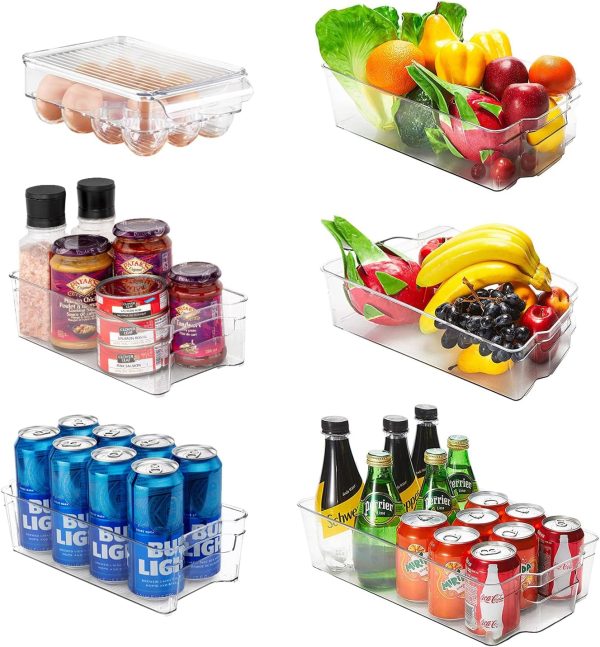 Food Container Storage Box / Refrigerator Organizer Box – Clear Plastic Bins For Fridge, Kitchen Cabinet, Freezer,