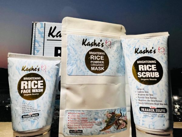 Kashe’s Rice Extract Bright +kashees Foundation & Glow Kit ( Rice Face Wash + Rice Scrub + Rice Mask +kashees Foundation )(pack Of 4 )